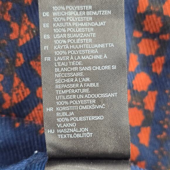 H&M Blue Orange Floral Square XL Wrap Hijab Dupatta Shawl Scarves Scarf - Picture 8 of 8